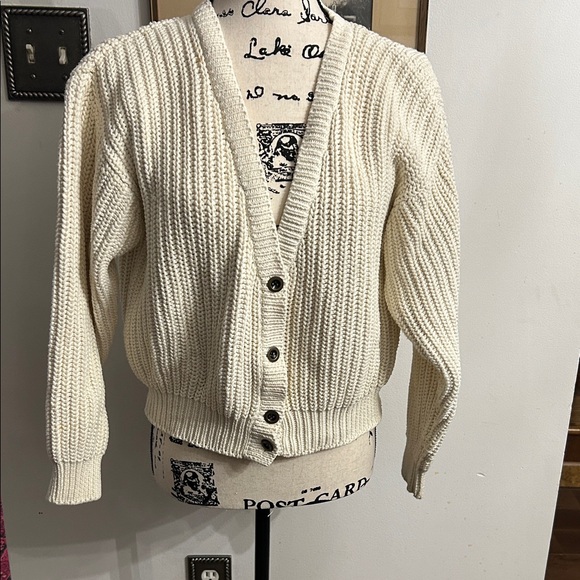 Eddie Bauer Sweaters - Eddie Bauer Classic Cream Button-Up Women's Sweater Medium